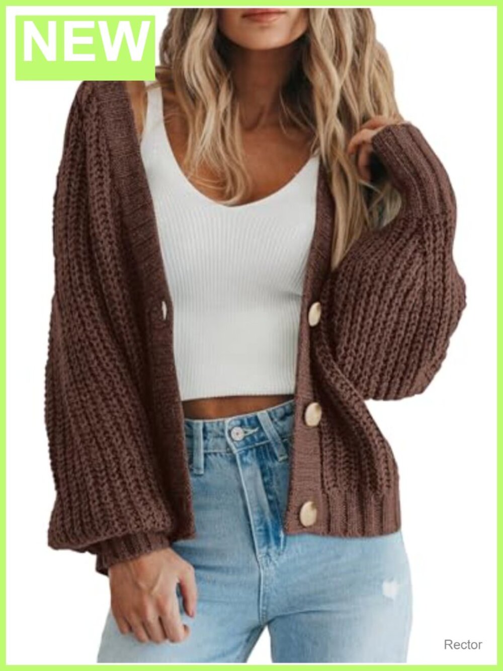 Womens Chunky Knit Open Front Cardigan Long Sleeve Button Down Sweater
